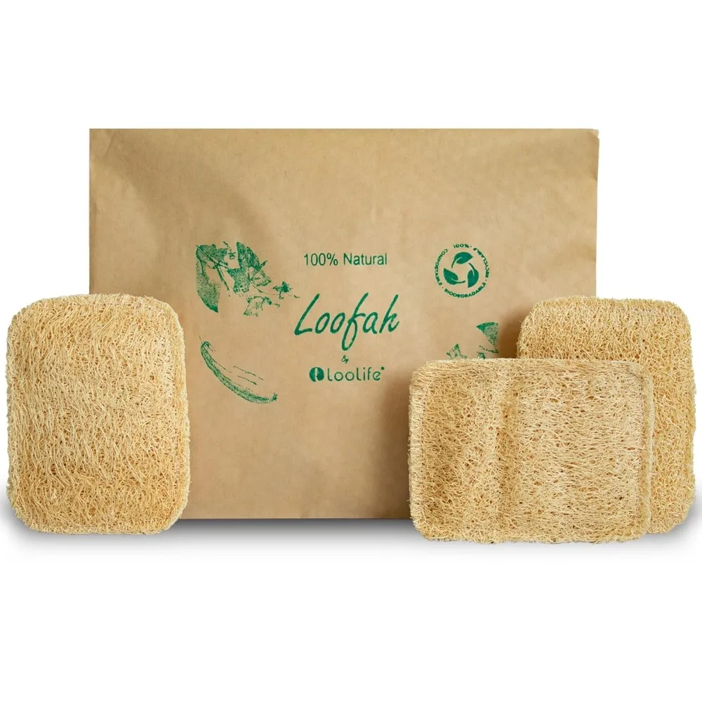 

натуральная кухонная губка Loofah (3 упаковки) - натуральные губки для посуды - экологически чистые и компостируемые губки - кухня на растительной основе