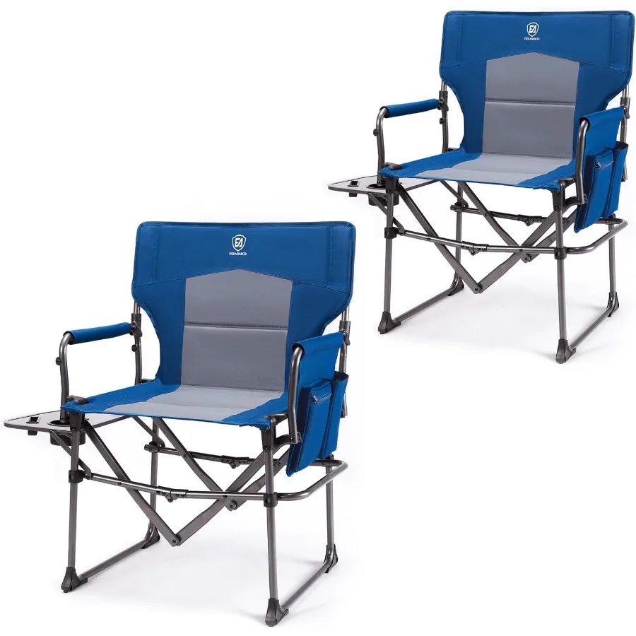 كرسي مدير التخييم مع طاولة جانبية كرسي محمول قابل للطي للاستخدام في الهواء الطلق كرسي حديقة مدمج عالي التحمل مع جيب مدمج