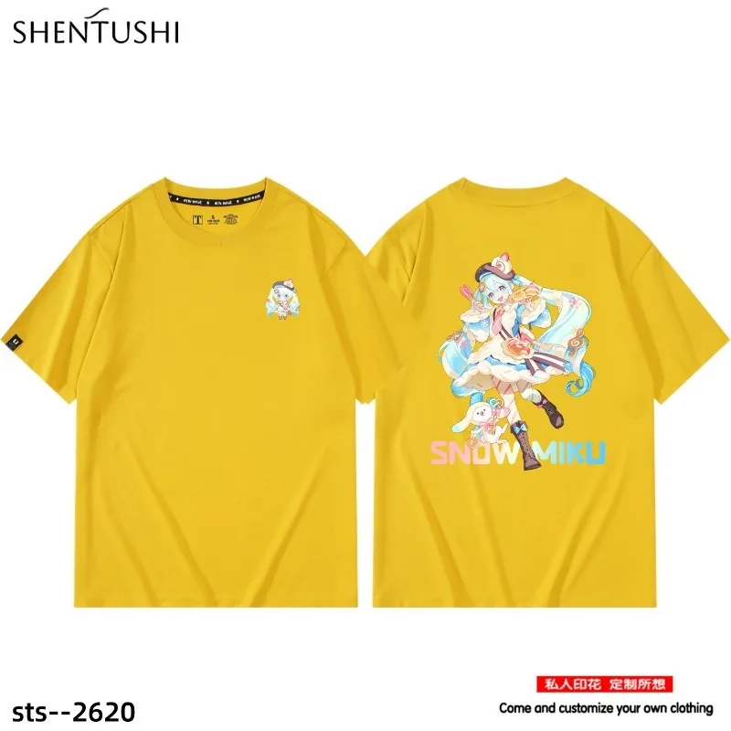 Chuyin Snow Future MIKU Anime Animation Peripheral Cartoon Printing Men's and Women's New Fashion Leisure T-shirt