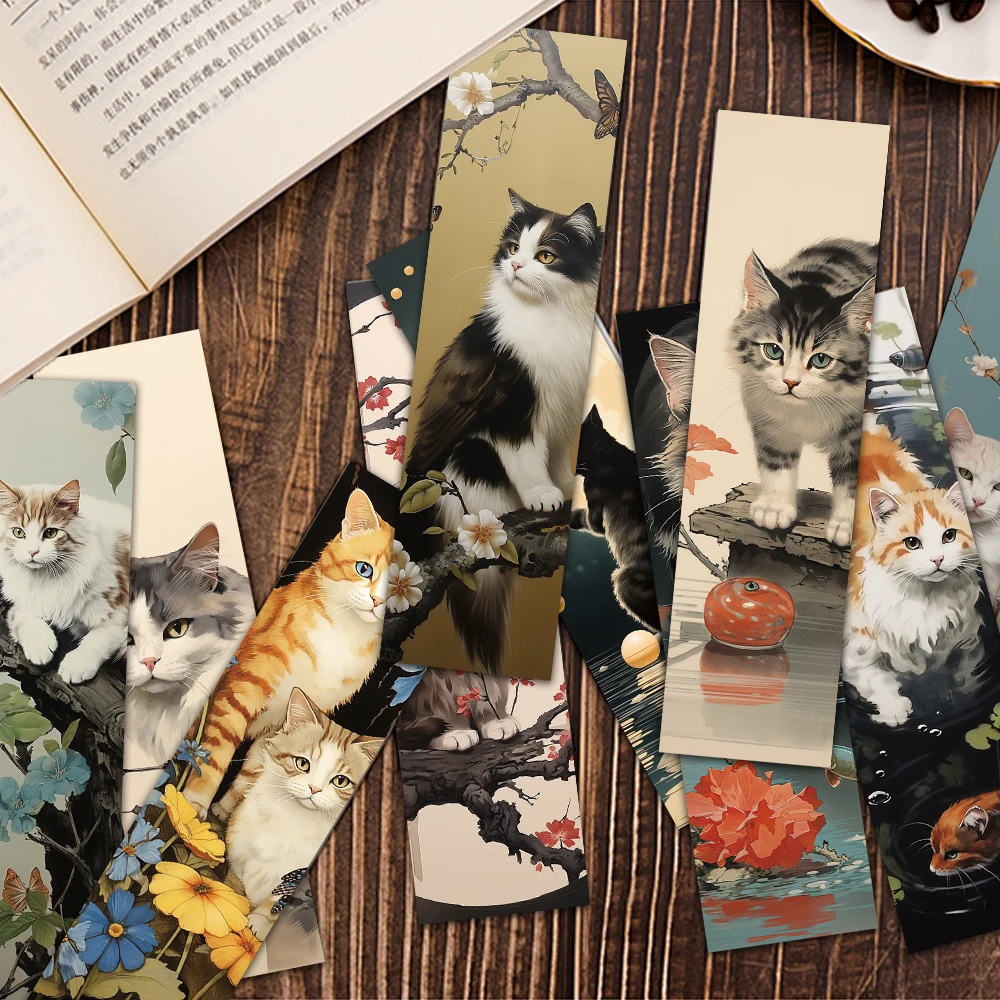 Imagem -04 - Japanese Cat Cartoon Bookmark Leitura Page Mark Titular da Página Suprimentos Estudante Cartão de Mensagem Decoração Animal Bonito 30 Pcs