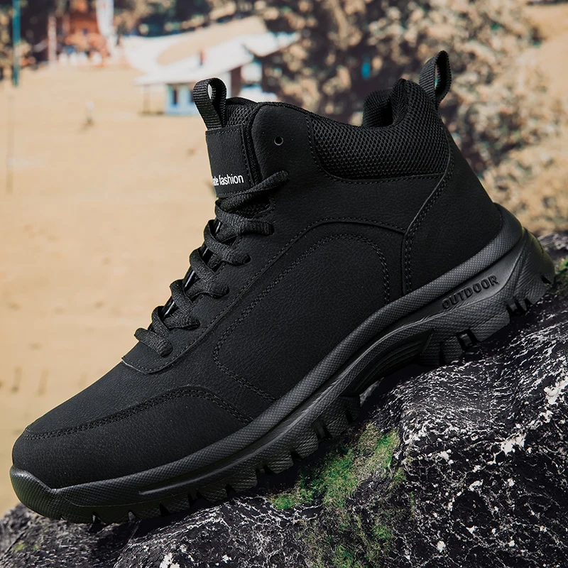YRZL Men's Snow Boots Anti Slip Winter Warm Hiking Boots Men Shoes Warm Comfortable Outdoor Trekking Shoes for Men Snow Boots