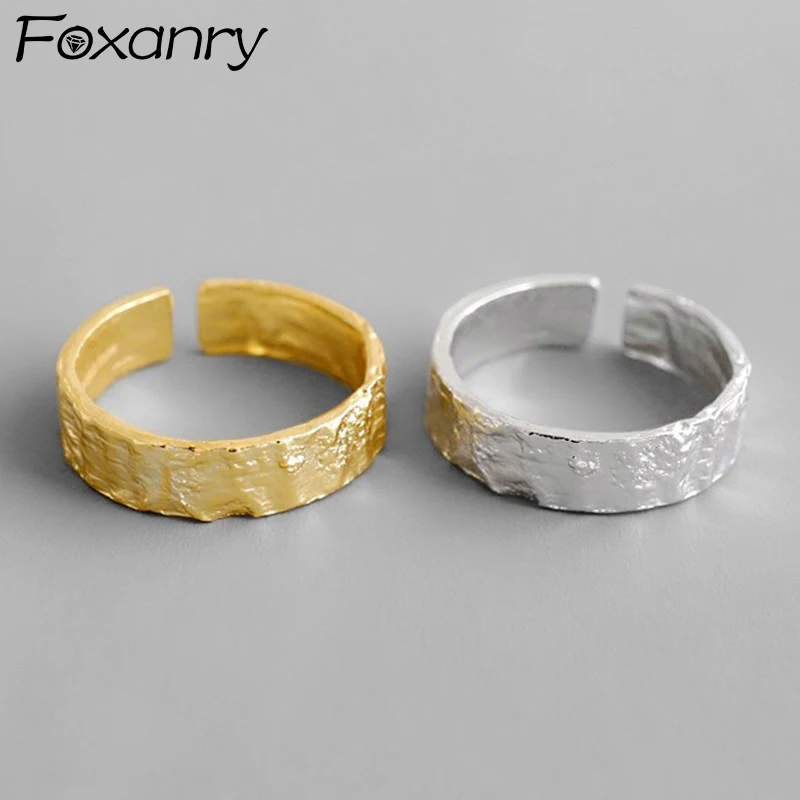 Foxanry Silver Color Irregular Texture Rings For Women Couples Creative Design Personality Simple Elegant Wedding Jewelry Gifts