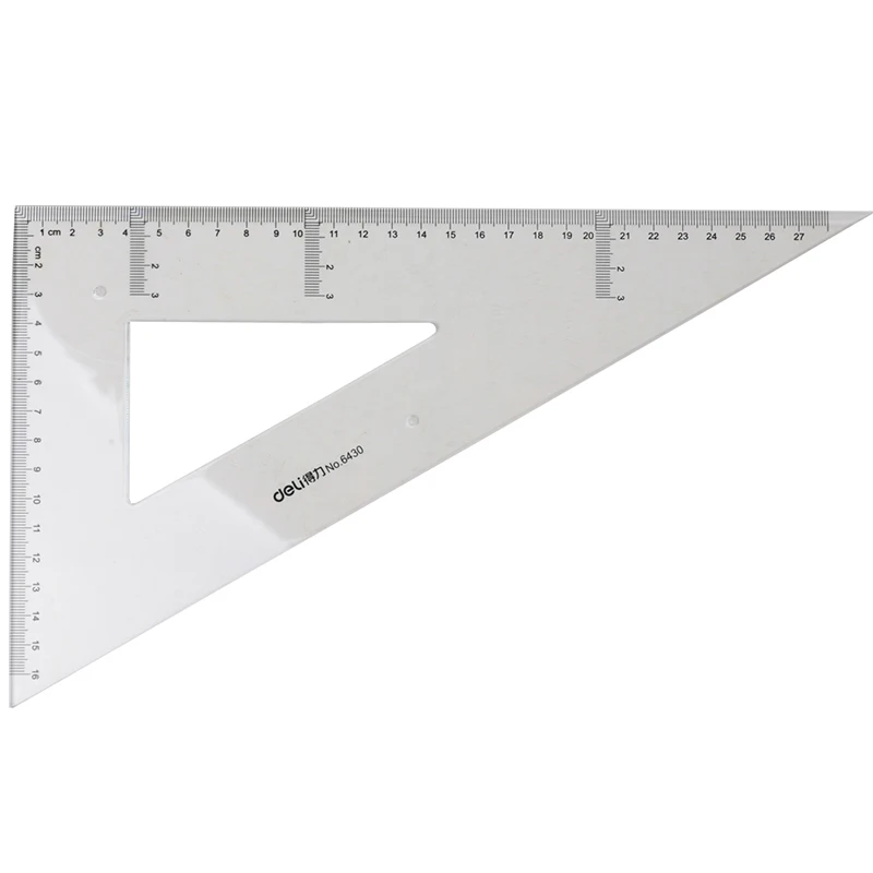 DELI 6430 high quality plastic ruler student drawing ruler triangle ruler with protractor 30cm school line regla rule paperalia