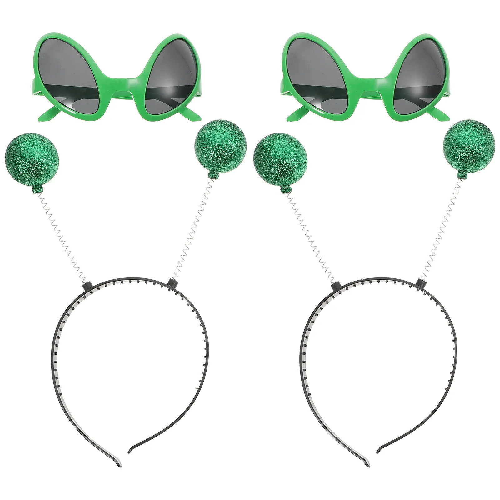 

2Sets Alien Costume Hair Hoop Eyeglasses Set Festive Headdress Fashion Hairband Funny Party Hair Decor Cosplay Festival Glasses