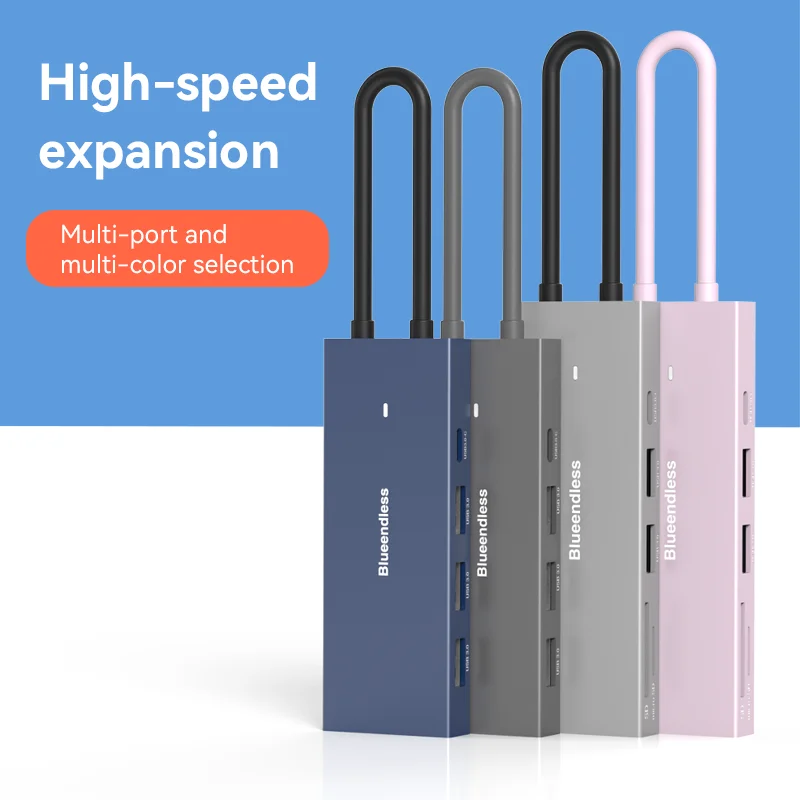 

Адаптер Blueendless 7 в 1 с портами типа C, 4K, 60 Гц, USB 3,1 на разветвитель порта USB C, USB-концентратор Type C для MacBook, аксессуары