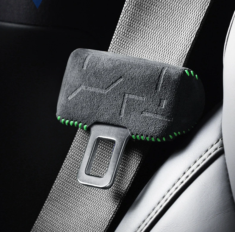 Suitable For AITO M9  2024  Two Pieces Embossing Frame Front Row Suede Automobile Safety Belt Buckle Protection Cover