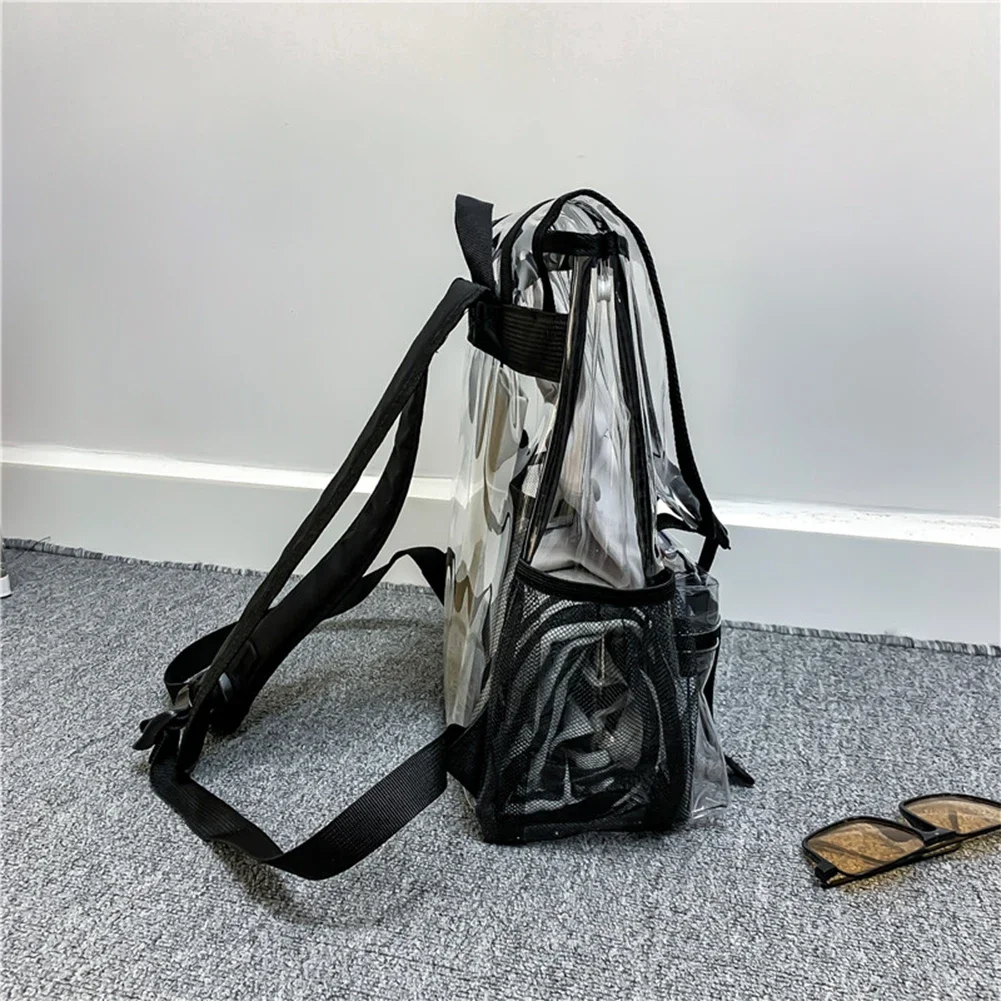 Transparent PVC Women Backpack Solid Color Casual Clear Waterproof Student School Bags Fashion Travel Rucksack for Men Women