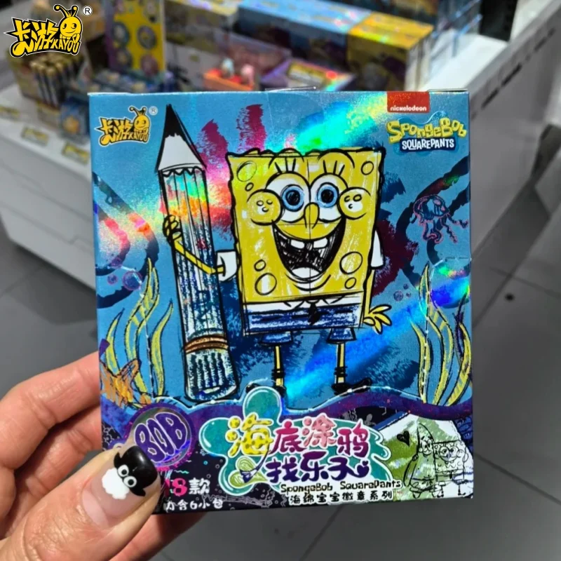 

KAYOU Genuine SpongeBob SquarePants Finding Fun with Underwater Graffiti Badge 6 Styles Collection Card Toys Kid Christmas Gifts