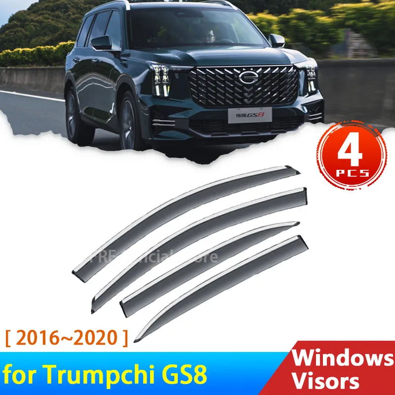 

4 ветрозащитных дефлектора для GAC Trumpchi GS8 I 2016 2017 2018 2019 2020, аксессуары, автомобильный оконный козырек, защита от дождя, тент, отделка