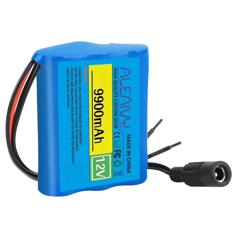 3 بطاريات 18650 بطارية قابلة لإعادة الشحن 12 فولت 9900 مللي أمبير 18650 ليثيوم أيون تيار مستمر 12.6 فولت بطارية بديلة أو + شاحن 12 فولت 1 أمبير.