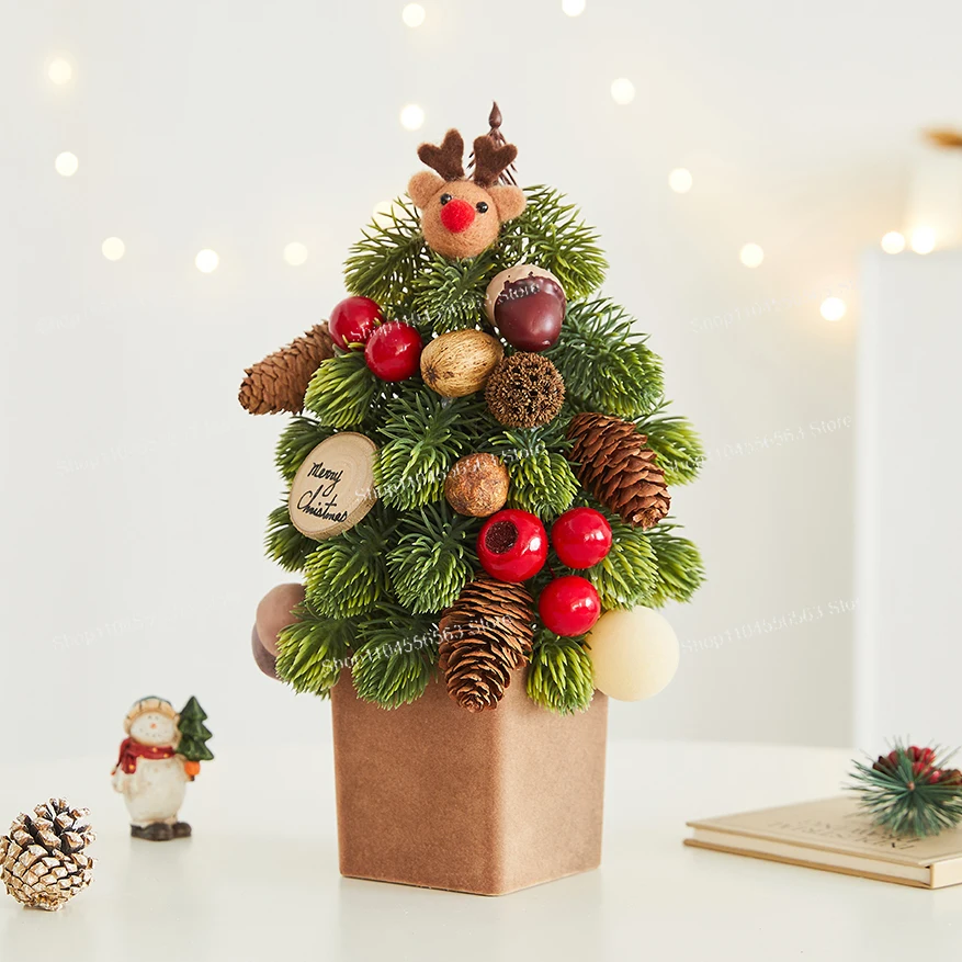 Christmas Ornaments Tabletop Small Christmas Tree Ornaments Rattan Wreaths Korean Nobesong Scene Arrangement Package