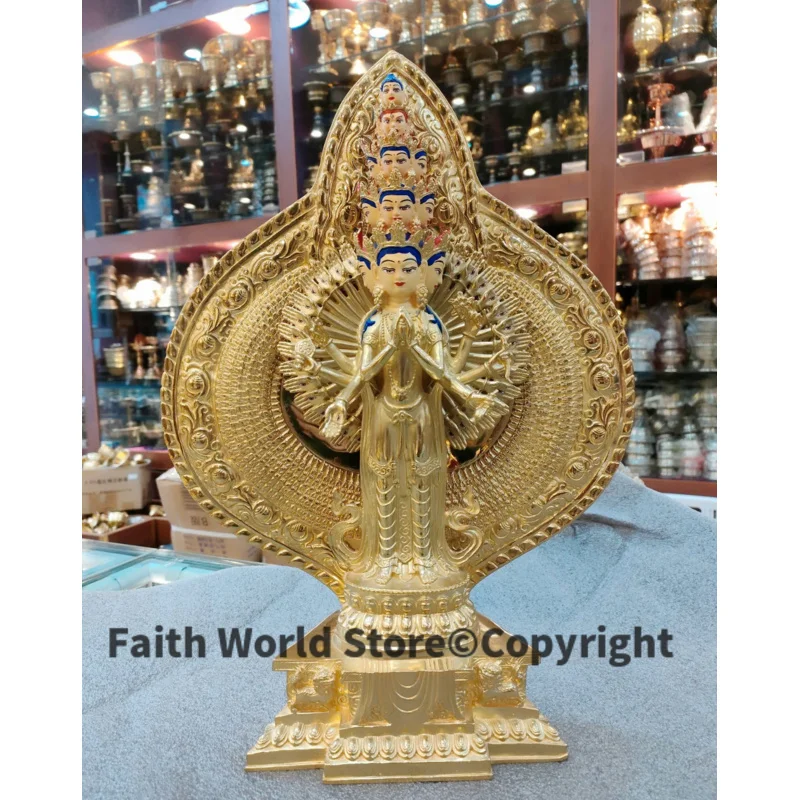 40cm large TOP grade copper Thousand handed Guanyin Bodhisattva buddha statue Temple HOME Worship family efficacious protection