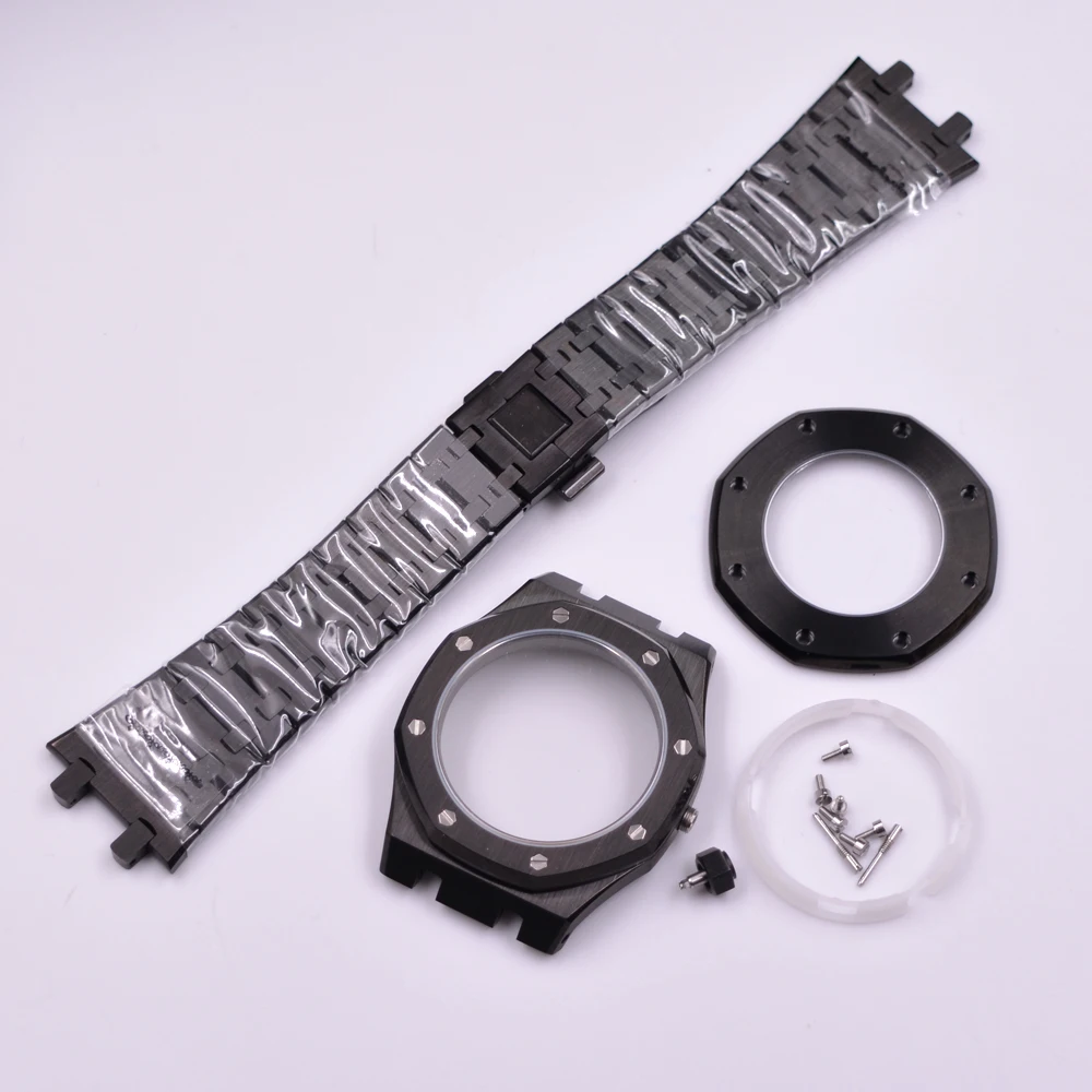 41MM Sapphire Glass Watch Case Fit NH35 NH35A NH36 NH36A Movement Watch Modified Parts  stainless steel strap Case