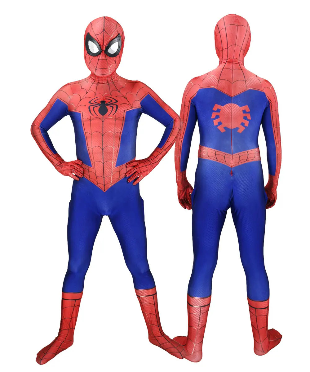 Halloween Mannen Classic Spiderman Superheld Kostuum Peter Benjamin Parker Cosplay Zentai Jumpsuit