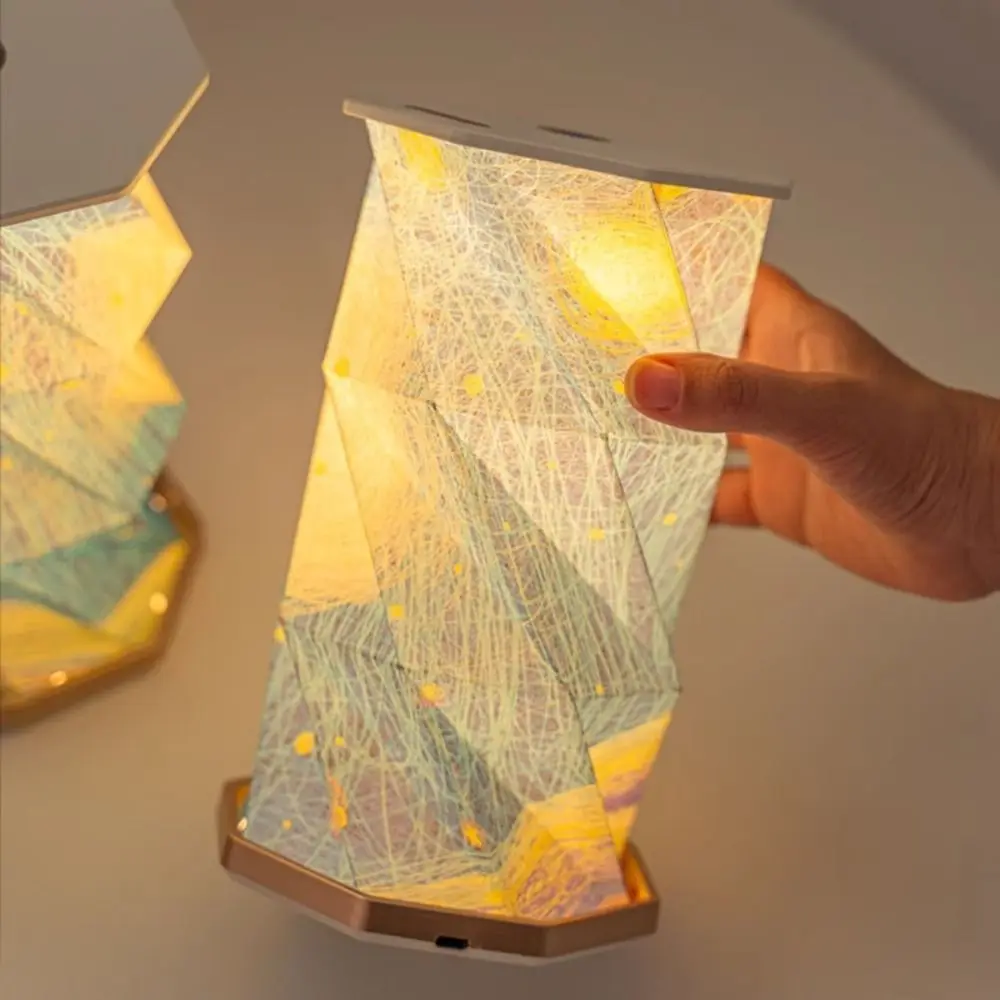 Luz de noche estrellada de diseño portátil, arte creativo, papel plegable, luz LED de papel, patrón de cielo estrellado, luces de escritorio