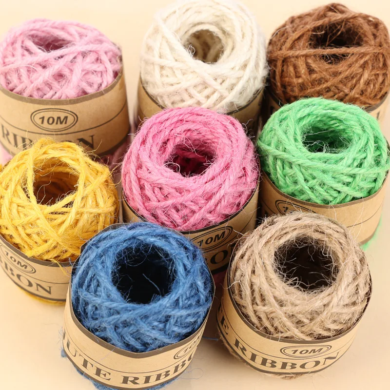 1pcs/10m 3Shares Multicolour Burlap Hessian Twine Cord Hemp Rope String Gift Box Packing Wedding Party Christmas Decoration DIY