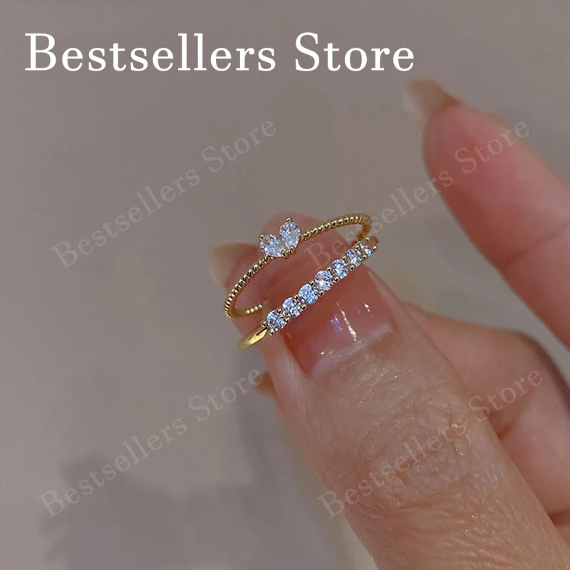 

925 Sterling Silver Luxury Heart Zircon Open Ring for Women, Fashion Charm, Jewelry, Wedding Gift