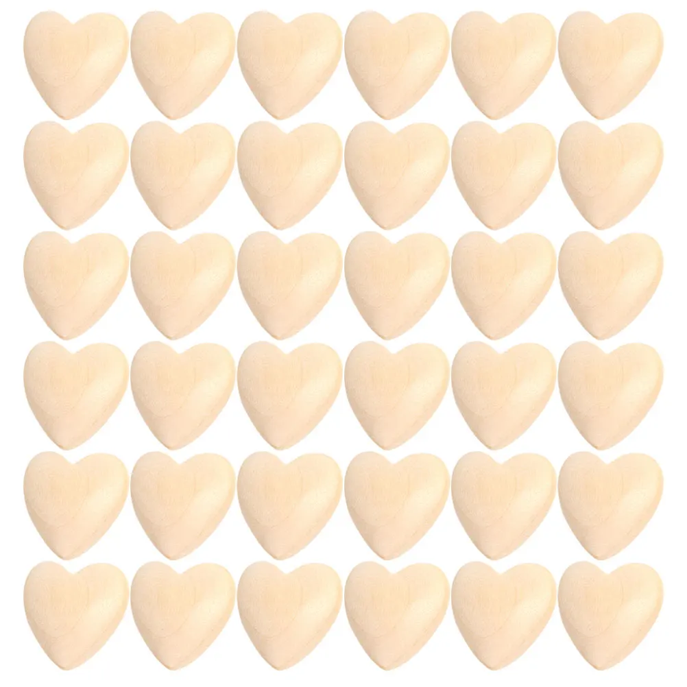 

50 Pcs Heart Shaped Wooden Beads 20mm Unfinished DIY Material for Necklace Bracelet Valentine Decor Accessories Sewing Supplies