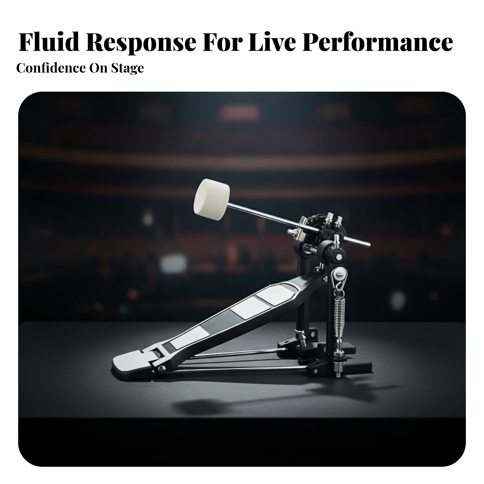 P-50 Single Bass Drum Pedal Spring-Return Bass Drum Pedal with Chain Drive Anti-Slip Smooth for Drummers, Rehearsal Rooms