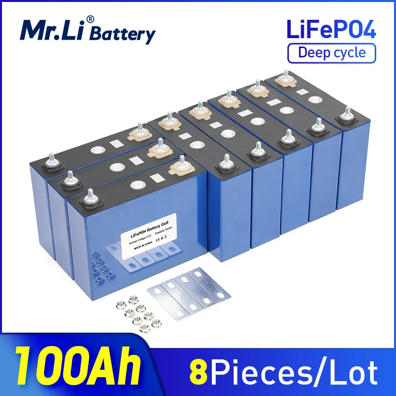 Mr.Li 3.2V 100Ah 8pcs Lifepo4 Rechargeable Battery Lithium Iron Phosphate Cells For Solar Inverter Electric Vehicle Golf Car