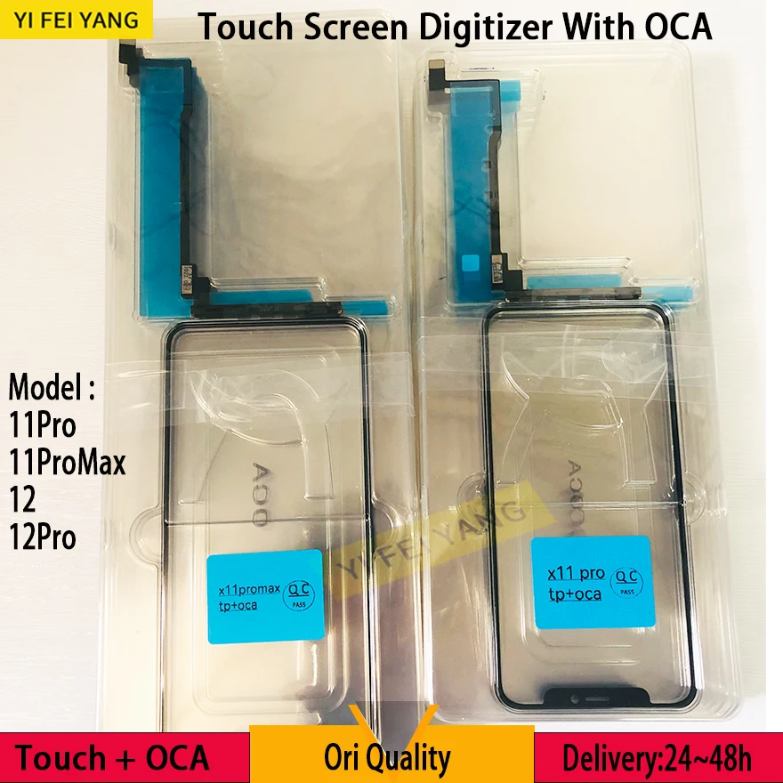 10Pcs Original AAA Touch Glass With OCA For iPhone 11 12 Pro 11Pro Max LCD Screen Digitizer Front Panel Replacement