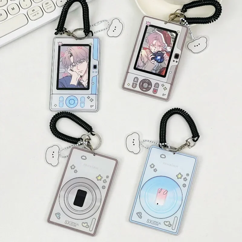 Kawaii 3 inch Acrylic Mobile Shape Kpop Photocard Holder Photo Card Holder Bag Pendant School Stationery