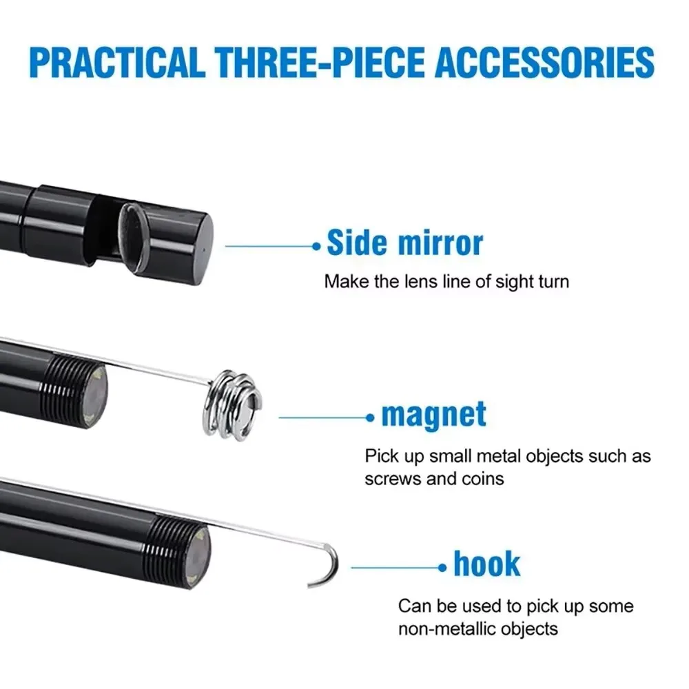 Mini Endoscope Waterproof Camera 300K px 5.5mm Lens for Android Type-C/USB LED Lighting Inspection Camera for Pipeline Testing