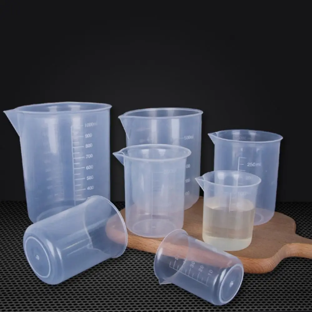 Reusable 1PC Stackable for Kitchen Laboratory Test with Scale Plastic Beaker Mixing Cups Graduated Cylinder Measuring Cup