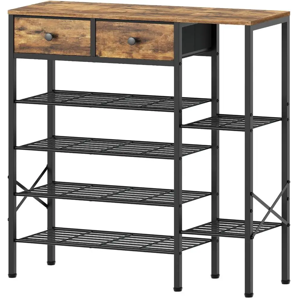 

6-Tier Shoe Rack or Entryway, reestanding Shoe Shel with 2 Ders and Tabletop, Metal Shoe Organizer or Closet, Entryway S