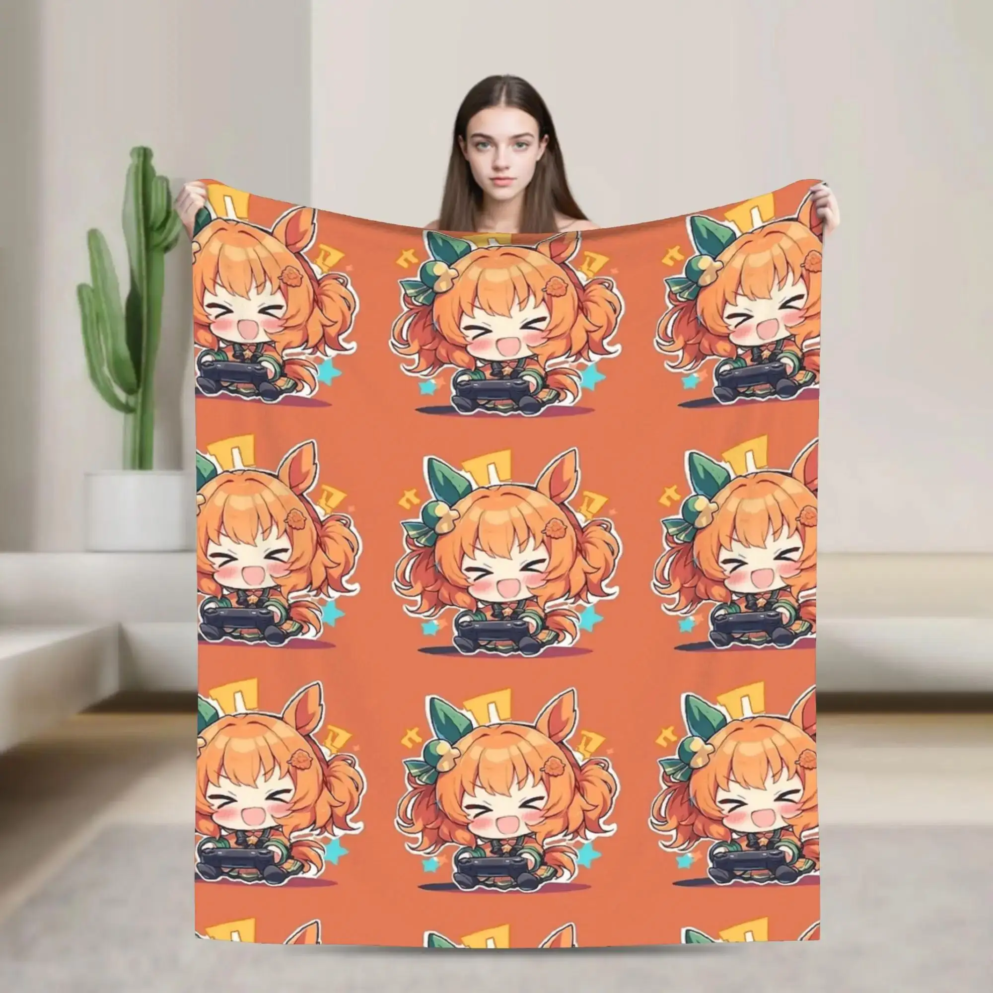

Мягкое теплое одеяло-плед Pretty Derby Taiki Shuttle Uma Musume Anime Chibi для дивана, кровати, кушетки, зимний декор для дома для девочек