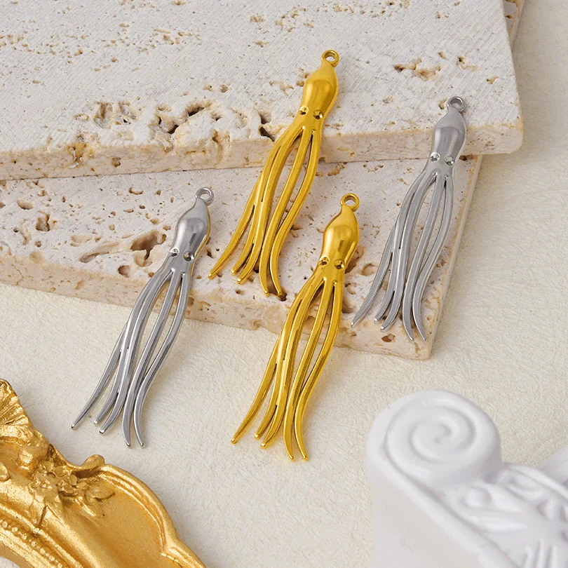 6Pcs/Lot Stainless Steel Marine Life Conch Shell Starfish Charms Sea Turtle Fish Hippocampus Mermaid Tail Pendant Jewelry Bulk