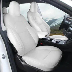 Full Set Nappa Leather Seat Covers For Tesla Model Y 2024 - 2020 5 Seat Waterproof Scratch Proof  Black White Seat Cover