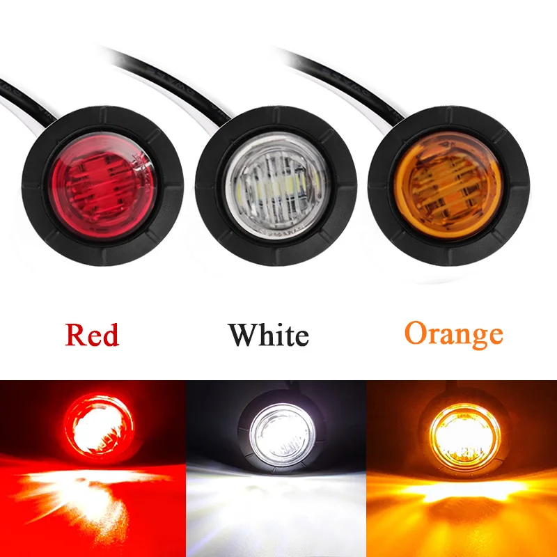 10PCS 3/4 Inch Round LED Side Marker Clearance Car Lights Front Rear Signal Lamp Indicators Light  for Scania Truck Parts