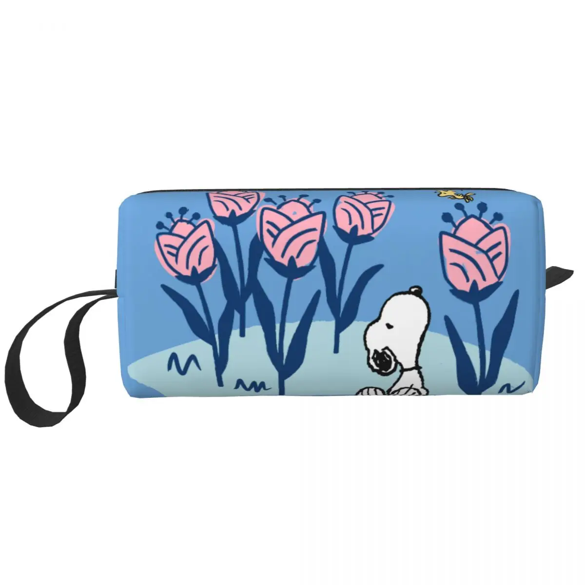 

Snoopy Woodstock Flower Garden Large Makeup Bag Zipper Pouch Travel Cosmetic Bags Storage Bag for Unisex