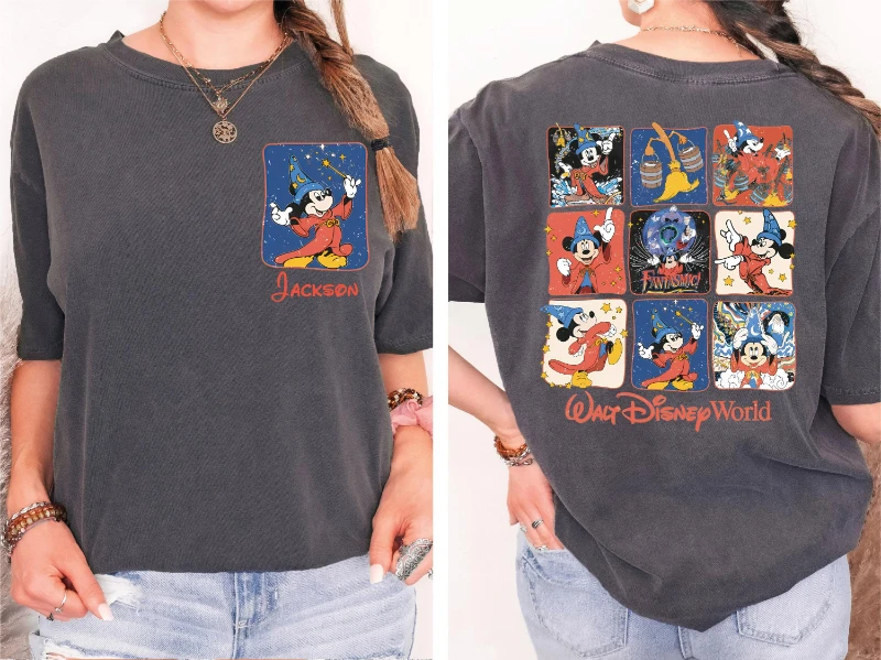 Camicia Disney Fantasia, Camicia Mickey Fantasmic, Camicia personalizzata Topolino Fantasia Stregone, Maglietta Disney Stay Magical, Walt