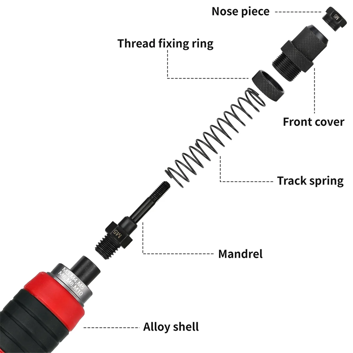 M3-M10 Electric Rivet Tool Drill Adapter Grade DIY Plug-in Nut Quick Riveting Tools Kit with Rivet Nuts-AB09