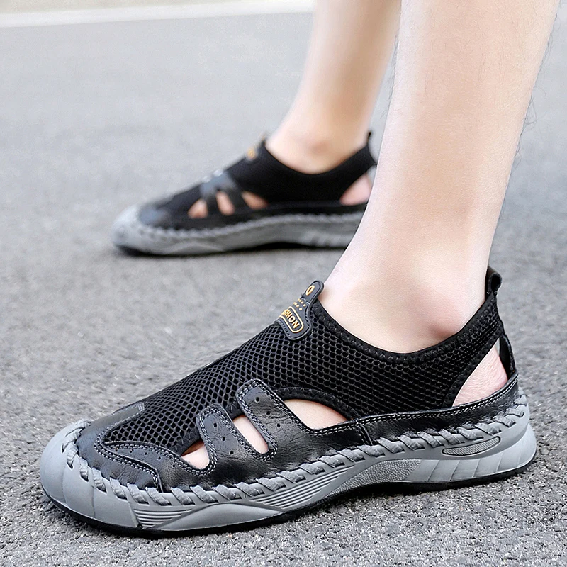 Hot Summer Men's Sandals Outdoor Leather Sandals Soft Clogs Men Sandals Slides Handmade Dropship Sandals Roman Outdoor Slippers