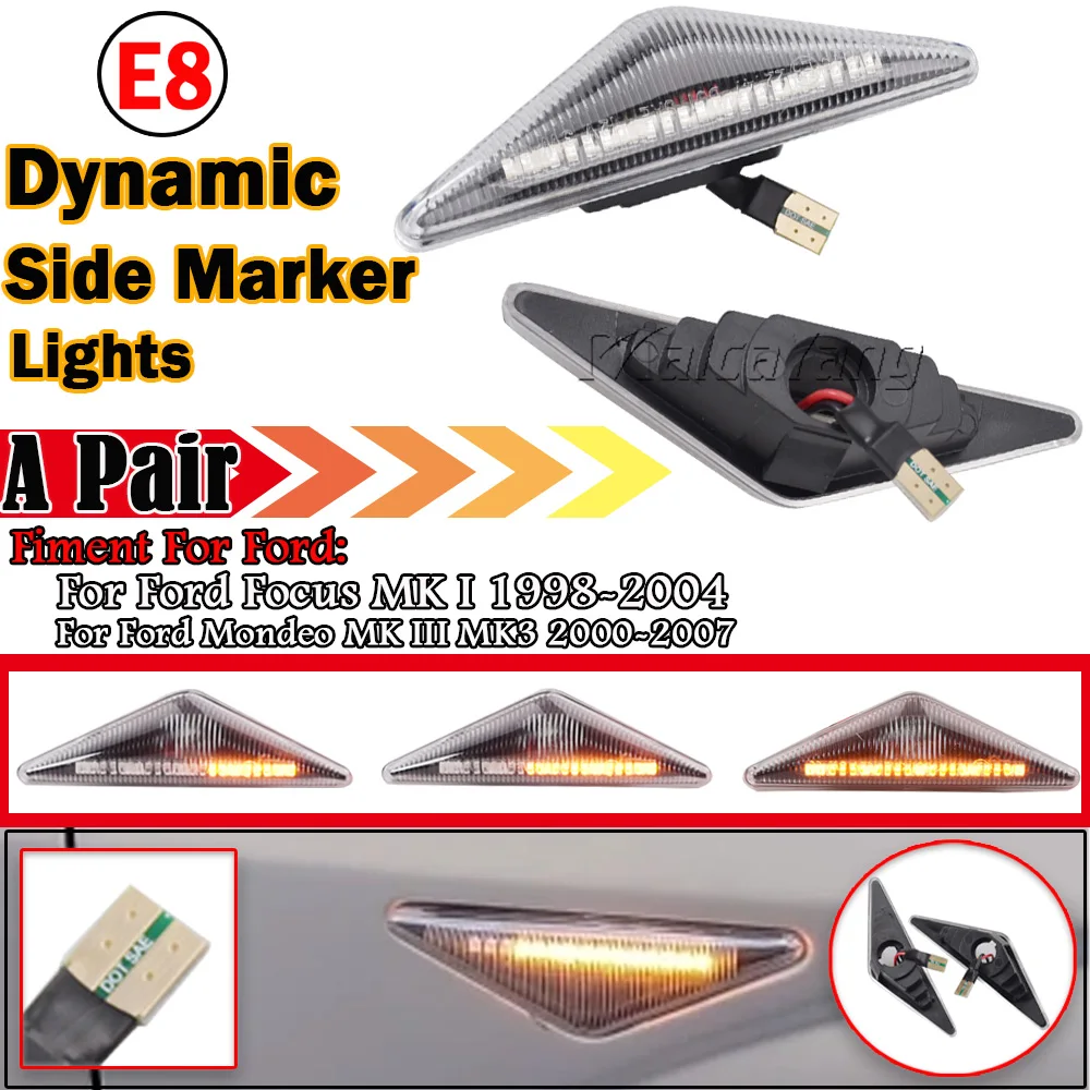 

2 Pieces Side Marker Turn Signal Light For Ford Focus MK1 1998-2004 Dynamic Repeater Sequential Lamp For Mondeo MK3 2000-2007