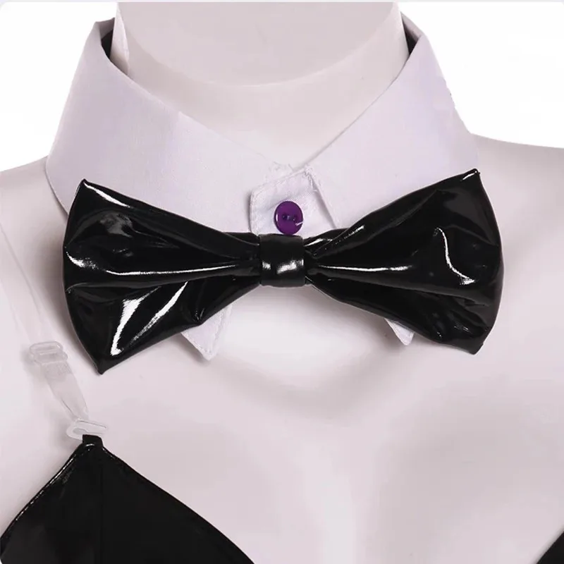 Juego ROLECOS, traje de conejito rojo y negro, tela de cuero elástico para mujer, traje de Cosplay Sexy, monos de Navidad y Halloween