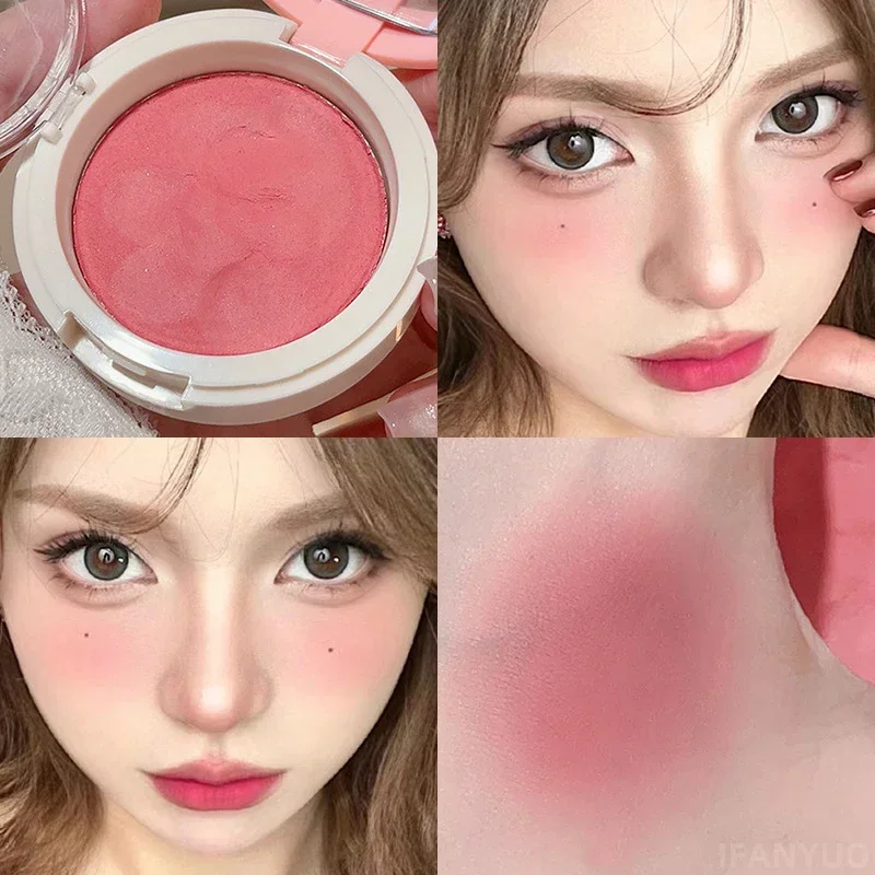 Heallor Sweet Korean Blush Comes with Makeup Mirror and Puff Long Lasting Brightening Face Contouring Shadow Blusher Peach Cheek