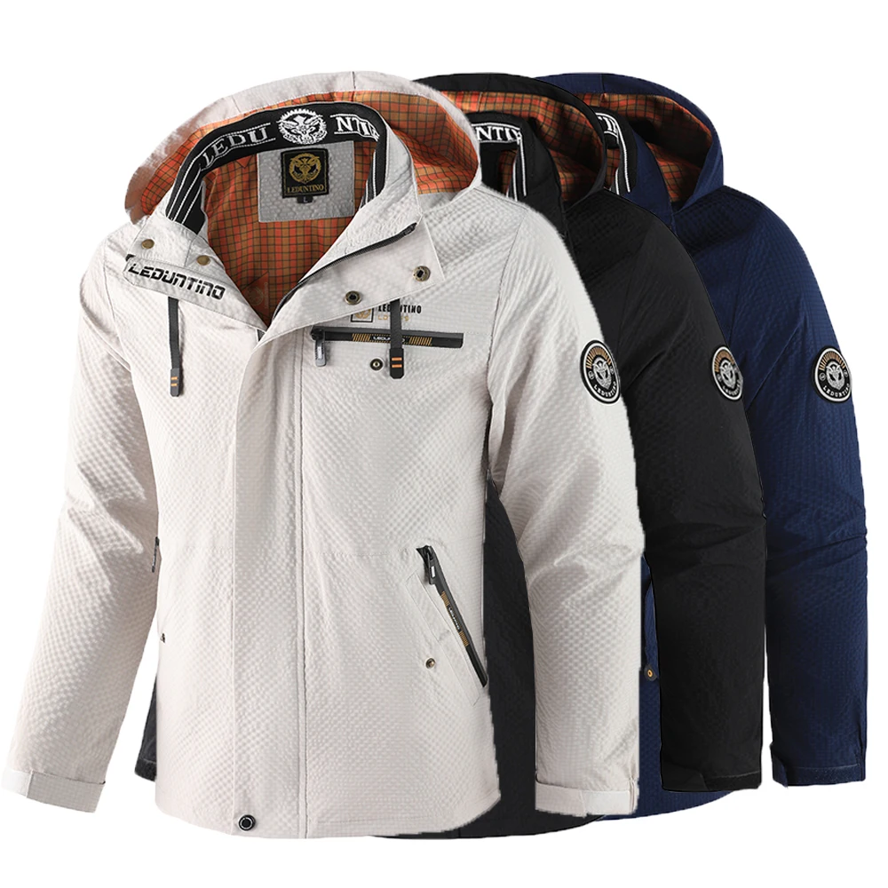 

Men's Outdoor Sports Hooded Windproof Jacket Waterproof Rain Coat Casual Softshell Jacket with Multiple Pocket For Outdoor