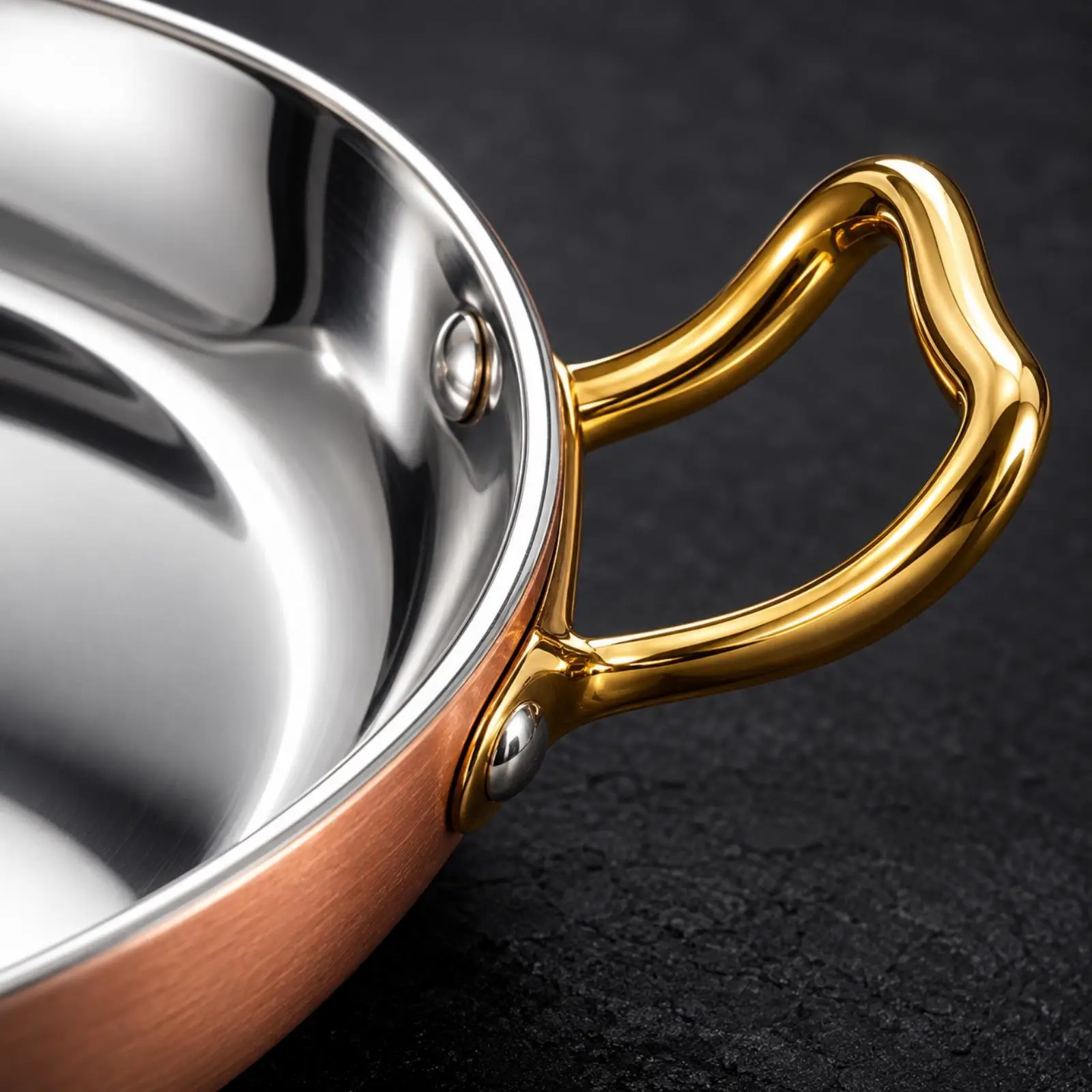 Oval Serving Platter Stainless Steel with Copper Exterior and Gold Handles for Commercial Food Presentation Tray Restaurant Use