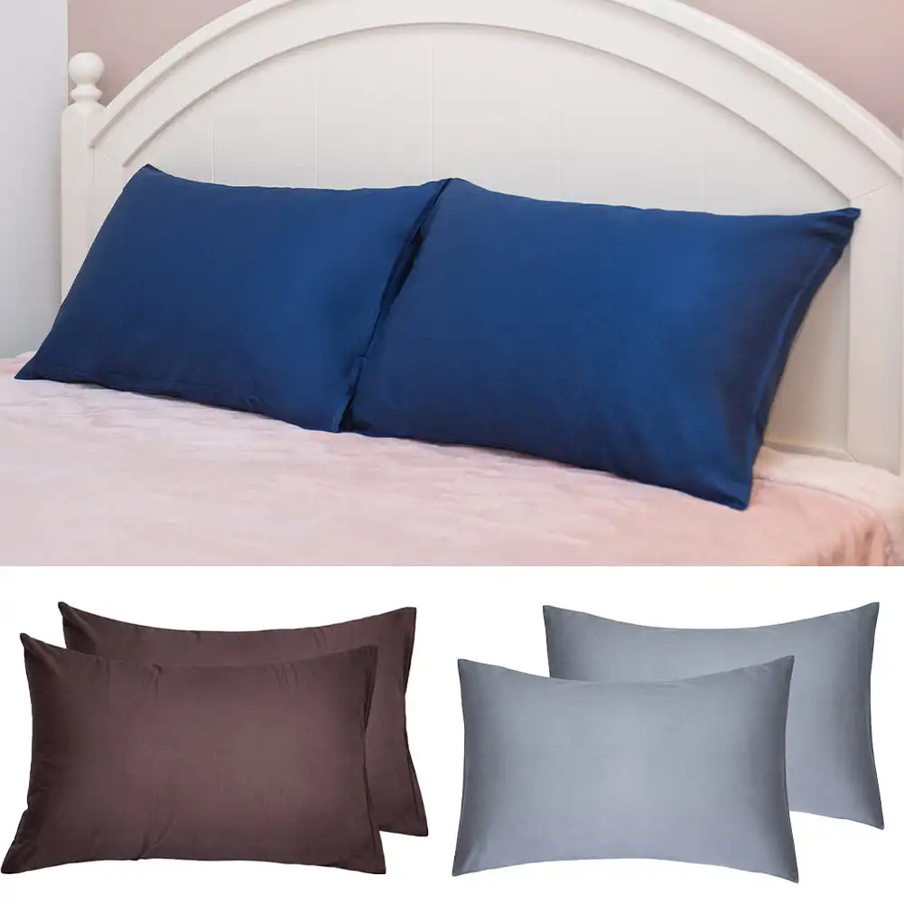 2Pcs 100% Cotton brushed Color block Pillowcases , Super Soft and Cozy, Wrinkle, Fade, Stain Resistant with Envelope Closure