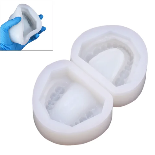 Imagen 1 del producto Juego de 2 Moldes Dentales de Silicona para Modelos de Yeso, Bloque Completo de Cavidades Dentales Estándar, Reutilizable, Herramienta de Estudio y Enseñanza de Odontología