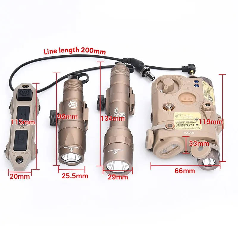 Imagem -06 - Wadsn Tático M300 M600 M300c M600u M600u Lanterna Vermelho Verde ir Laser Peq Indicador de Iluminação Infravermelho com Interruptor Conjunto de Caça