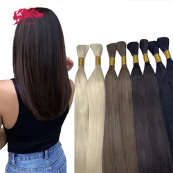 Ali Queen Hair Straight Bulk Hair Bundles braids hair extensions 12-26in No Weft Virgin Hair Weaving human hair bundles 100g