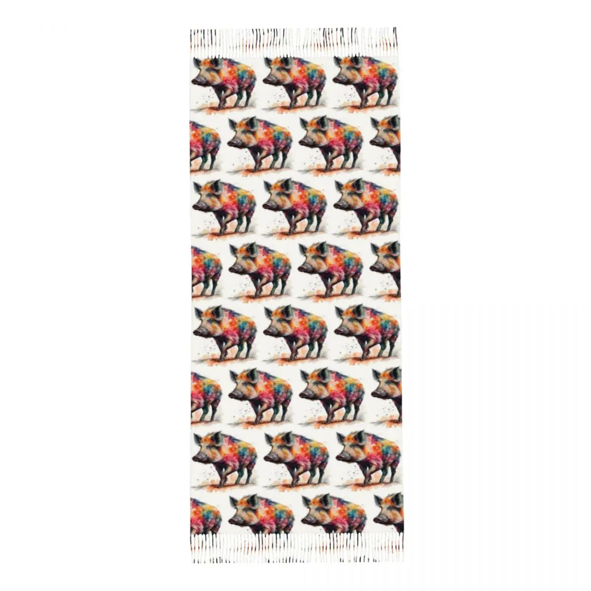 Colorful Watercolor Wild Boar Pig Scarf Tassel Scarves Women Soft Warm Shawls and Wraps Long Fall Winter Shawl Wrap