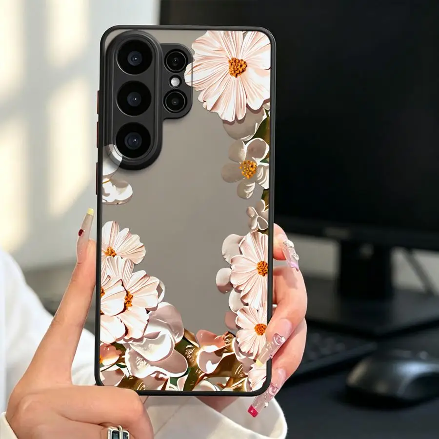 Simple Letter Flower Case for Samsung Galaxy S26 S21 S23 FE S25 Ultra S24 Plus S20 FE Note 20 Ultra 10+ S22 Funda Back Phone