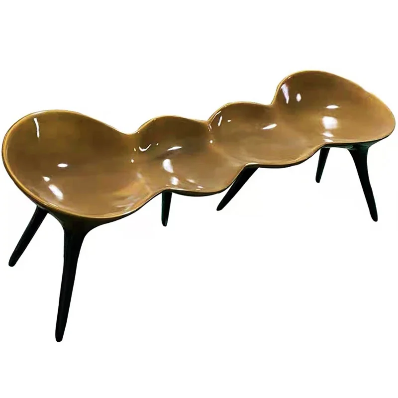 Designer fiberglass leisure sofa chair Nordic luxury fashion creative hotel lobby antique copper art chair