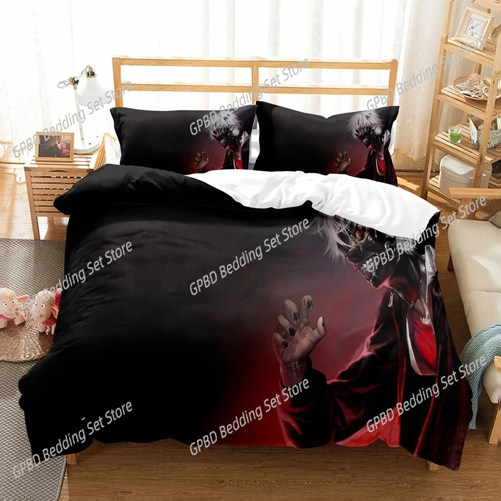 3D Print Anime Tokyo Ghoul 3D Bedding Set Duvet Cover Pillowcases Single Twin Full Queen King Size Home Decor Quilt Boys Gift